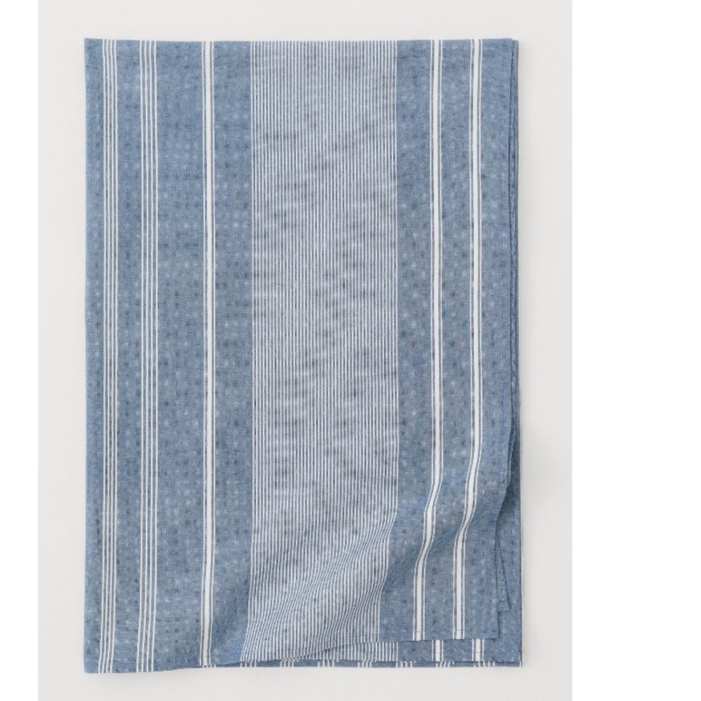 NWT Patterned Organic Cotton Striped Tablecloth